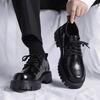 Fashion Thick Sole Business Formal Men's Leather Brogue Shoes Platform Dress On Sale Low Price Fashion 2024 Male Casual Shoe Trend Pu