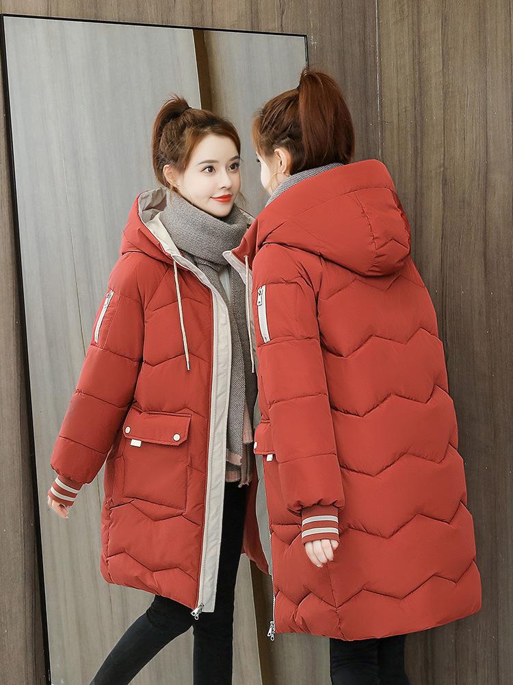 Women's long cotton-padded clothes, loose winter coats, thickened cotton-padded jackets, bread jackets, cotton-padded jackets.