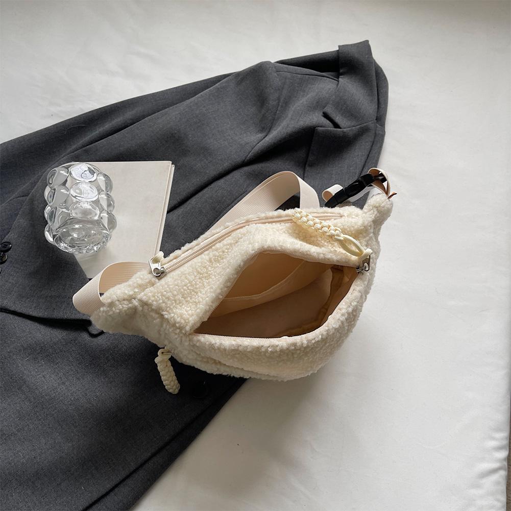 Женская флисовая шерпа нагрудная сумка Маленькая поясная сумка Модная сумка через плечо Милый поясной кошелек Сумка-слинг на бедро Дорожные сумки через плечо