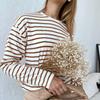 Summer Women Casual Long Sleeve Stripe Tshirt O Neck Top