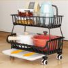 3 Tier Fruit Vegetable Basket,Rolling Pantry Snack Organizer Cart On Wheels for Under Pantry Shelves,Stackable Wire Kitchen Rack