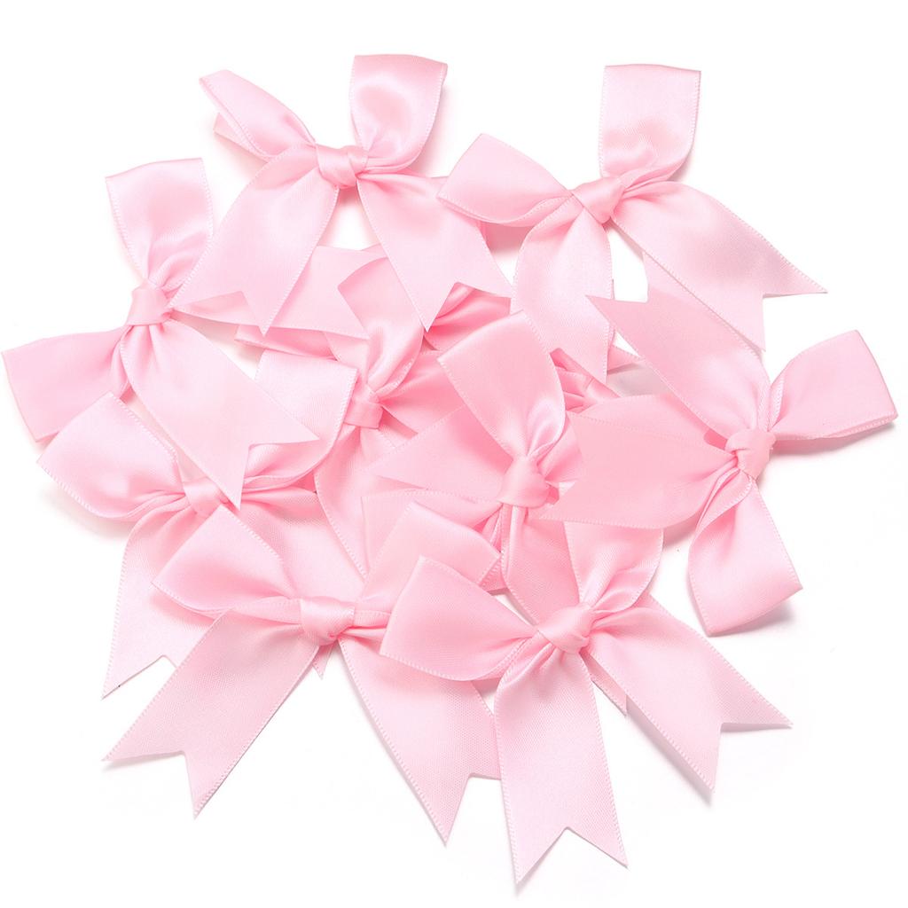 20pcs Fresh Pink Ribbon Small Packaging Bow Polyester Satin Bow Flower Handmade Tie Hair Accessories Craft Supplies