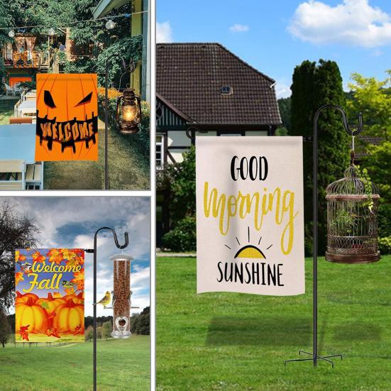 Подставка для флага в саду, многофункциональный держатель для флага во дворе с крючком для пастуха, толстая металлическая сегментированная подставка для флагштока для кормушек для птиц на открытом воздухе, флаги