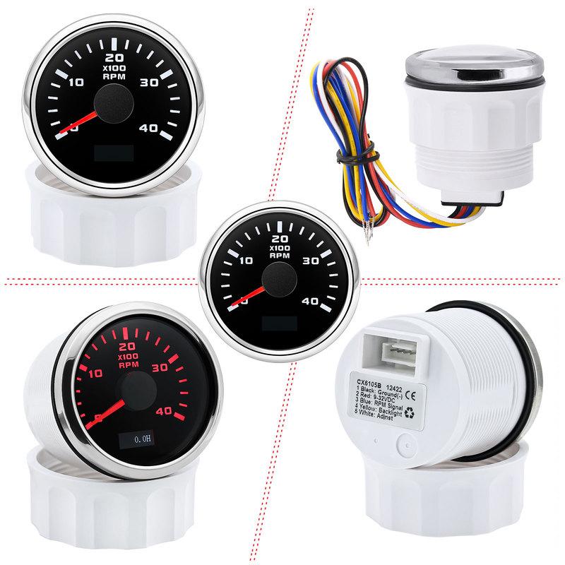2" 52mm Tachometer 3000RPM 4000RPM,6000RPM,70000RPM,8000RPM Tacho Gauge Red Light RPM Meter for Boat Marine Car 12V24V