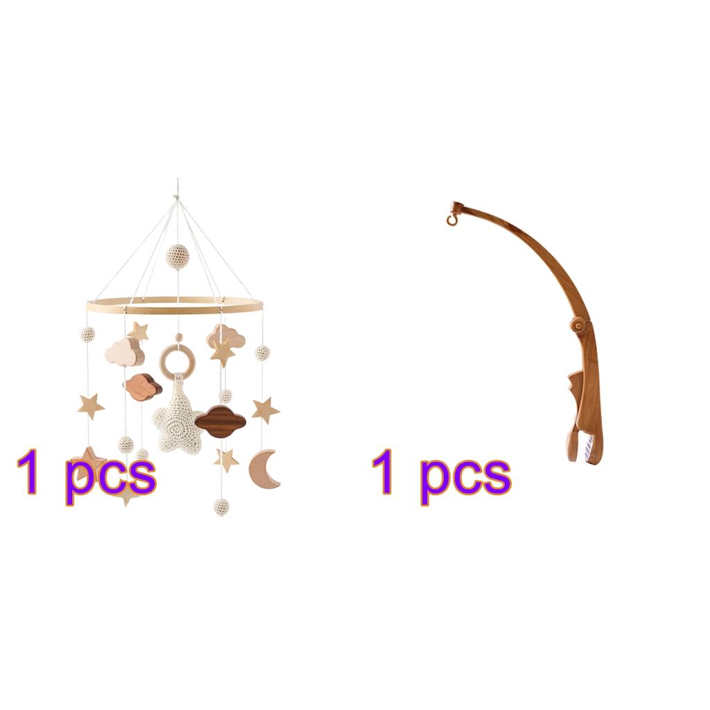 Crib Rattle Baby Bed Bell Newborn Wind Bell Hanging Tinkling Toy Wooden Baby Room Decorative Toy Star Shape Infant Crib Bell Rotating Music Rattle