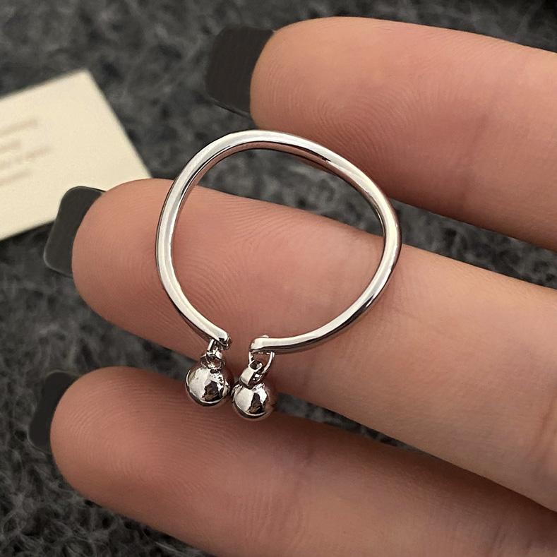 PONYKISS  Минималистичное кольцо-подвеска с круглой бусиной из стерлингового серебра для женщин  Модное регулируемое  Персональные аксессуары