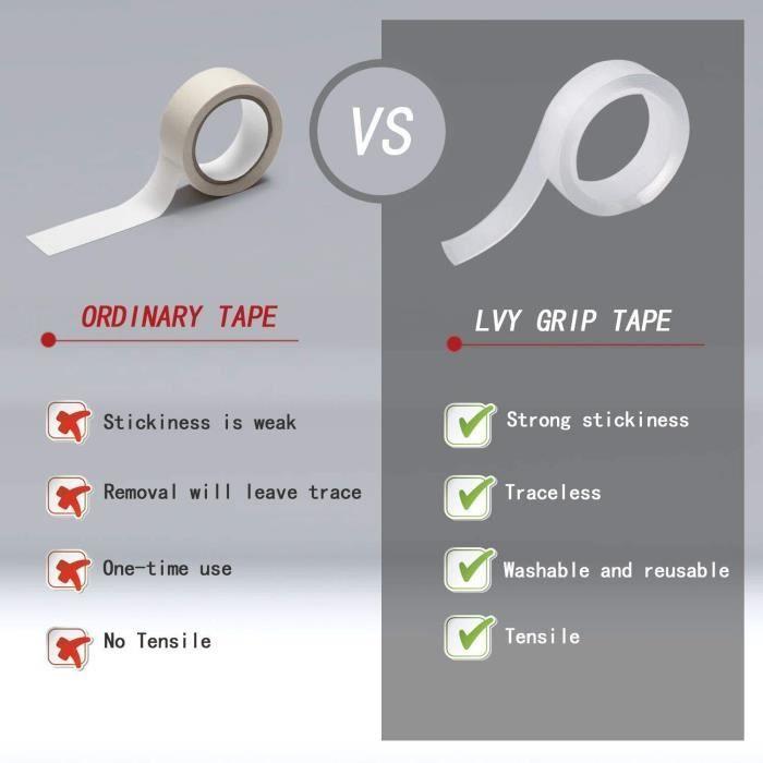 Ruban Adhésif Double Face - Extra Fort - Réutilisable - 2.3cm x 3m - Colle PU - Multi-usages