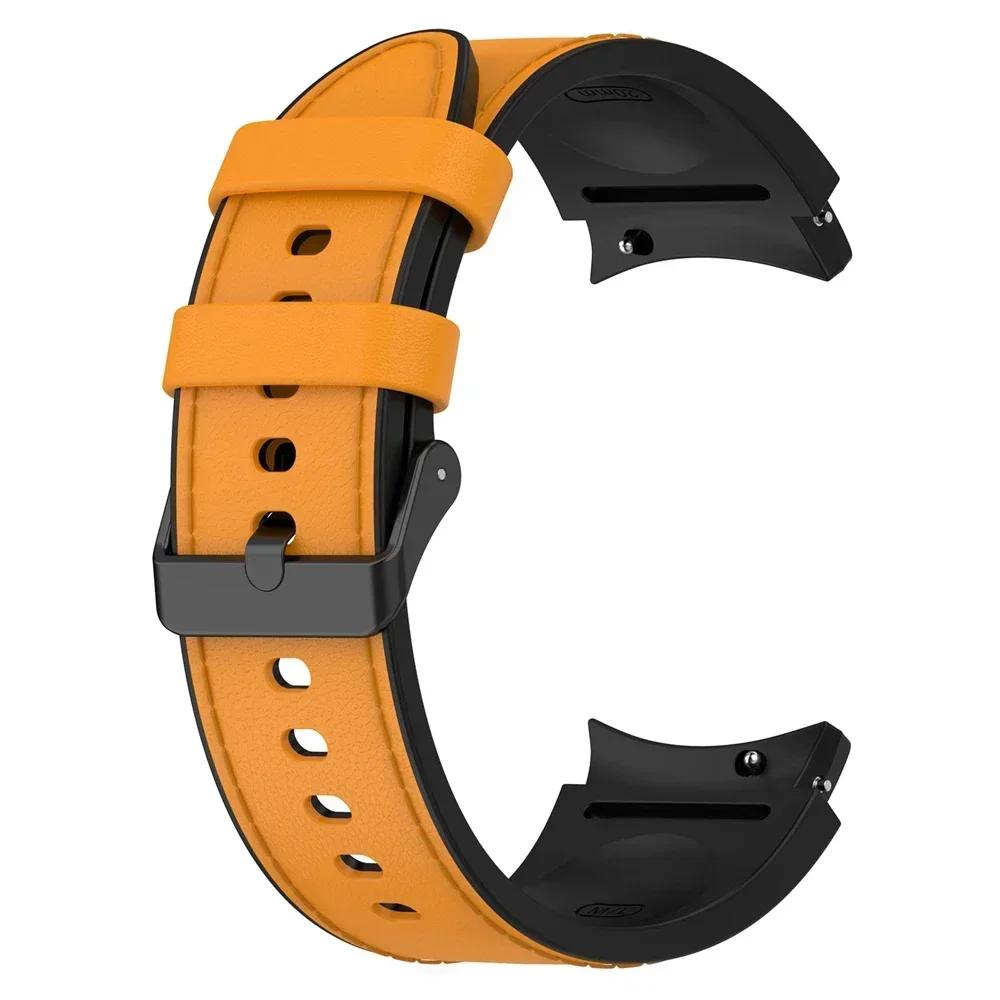 Classic Leather+Silicone Strap For Samsung Galaxy Watch 7 6 5 Pro 40mm 44mm No Gaps Band Watch6 4 Classic 47 43 46mm Curved End Bracelet