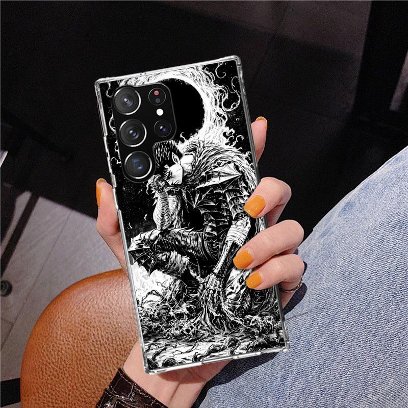 Black White G-Guts B-Berserks Phone Case For Samsung Galaxy S24 S25 Edge S26 Ultra S23 S22 S21 Plus S20 FE + Personalized Print