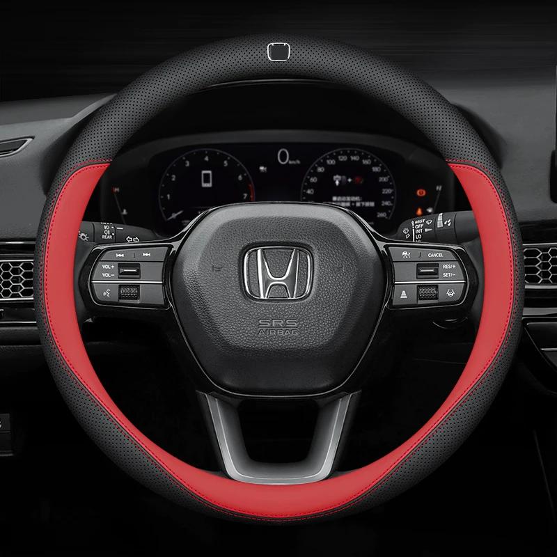AAAKM1 Leather Car Steering Wheel Cover for Honda CRV Ridgeline HRV Prologue Civic URV Accord ZRV CRV WRV BRV Auto Interior Accessories
