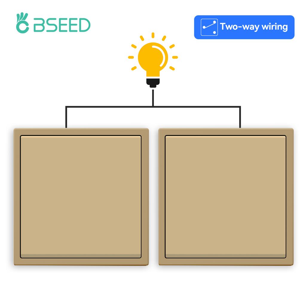 BSEED 1/2Gang Mechanical Light Switches With Led Indicator For Stairs Hallway Corridor 10A Plastic Frame 2pieces