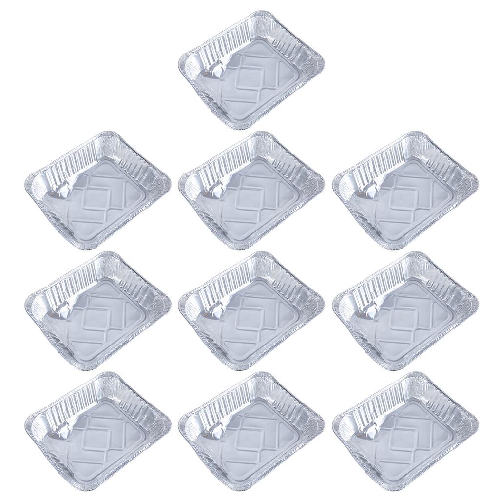 10 Pack Aluminum Foils Tray Disposables Thickened Food Container Convenient Takeaway Storage Box Practical Cookware