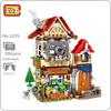 LOZ 1225 Forest Cabin Wolf House Dog Animal Flower Tree 3D Model DIY Mini Blocks Bricks Building Toy for Children Gift No Box