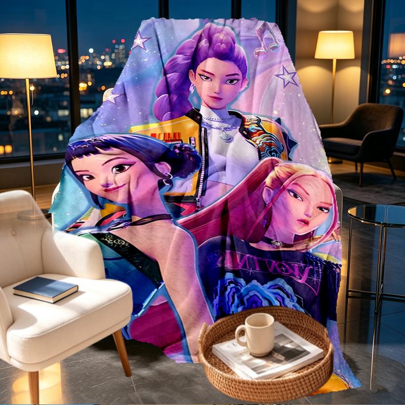 Плед с принтом Охотники на демонов K-Pop - Мягкий и удобный, для спальни, путешествий, дивана, домашнего декора - Подарок на день рождения, Рождество для друга