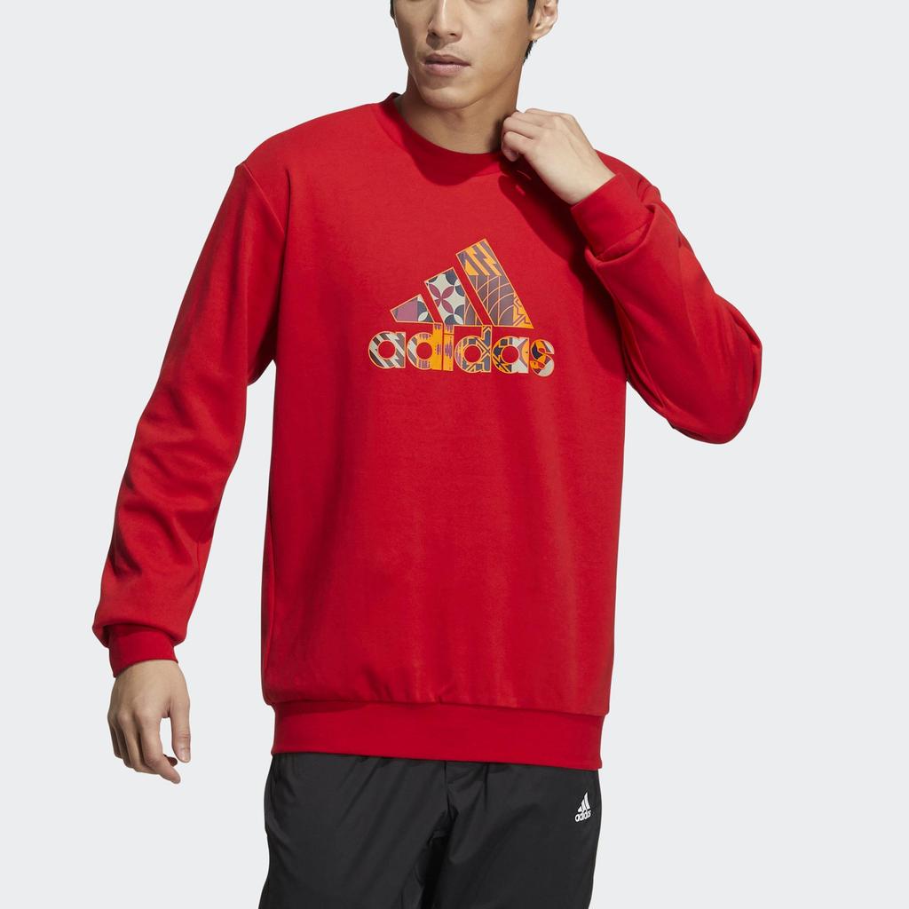 adidas Men's Cny Gfx Crew1 Graphic Sweatshirt Red HI3289