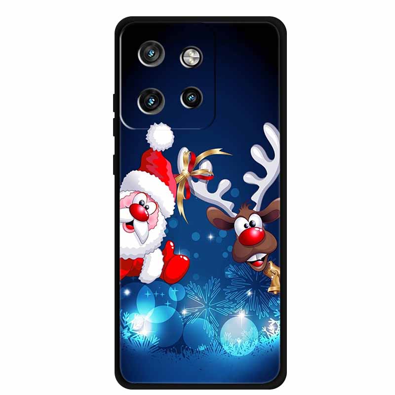 Christmas Cover For Motorola Moto G75 5G Black Silicone Cases TPU Santa Claus Christmas Tree Cover Deer For Moto G75 5G TPU case