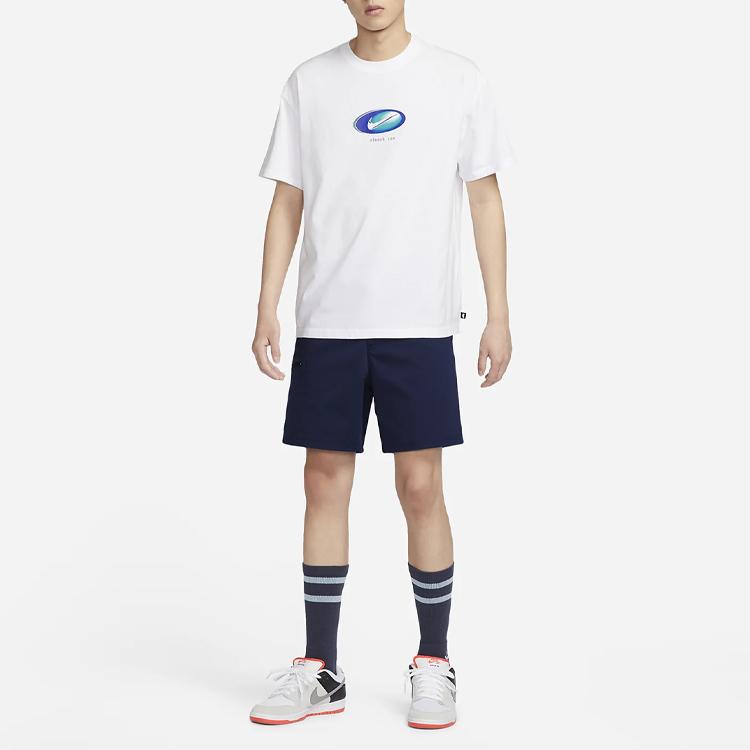 Nike Свободная футболка для скейтбординга SB с круглым вырезом, мужские топы, белые DX9461-100