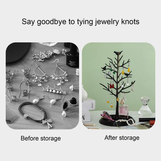 Jewelry Stand Organizer Tree Shape Design Tangle-Free Detachable Stable Base Earring Hanger Necklace Holder