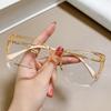 Vintage Oversized Glasses Anti Blue Light Glasses Retro Brand Big Frame Women's Eyeglasses Clear Gradient Yellow Square Glasses