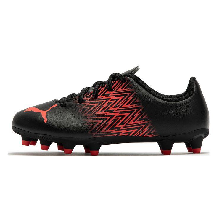 Puma Tacto FG/AG Artificial Grass Round Toe Lace-Up Low Top Kids Football Shoes Kids Football Shoes Black Pink 106310-08