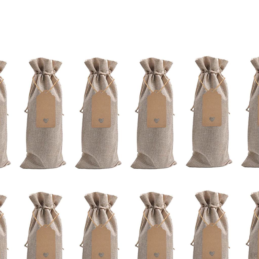 12 шт. мешков для вина из мешковины, подарочные принадлежности с бирками, подарочная сумка для бутылок, для дома