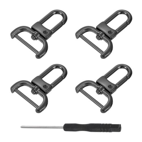 uxcell 4-Piece Swivel Rasp Hooks, 25mm (1") D-Ring Detachable Snap Hooks Metal Lobster Claw Hooks with Screwdriver for Wallet Keychain DIY Crafts, Bla