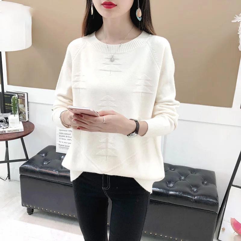 Зимний женский теплый свитер с низким воротником и саженцем, свободная студенческая майка, толстовки