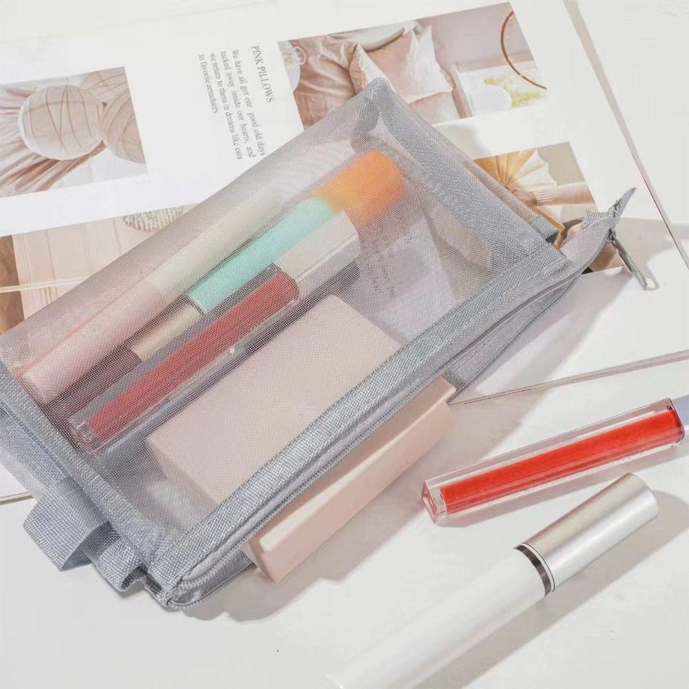 Многофункциональная сетчатая косметичка Серая/Черная/Белая Женская сумка для хранения туалетных принадлежностей