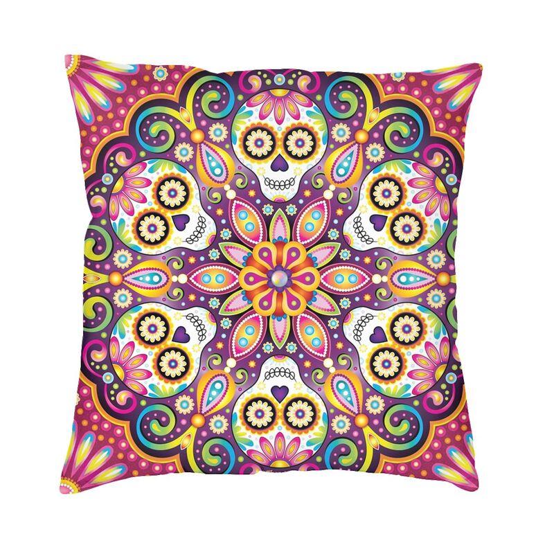 Day Of The Dead Sugar Skull Square Pillowcover Decoration Cushion Cover Throw Pillow for Sofa Doublesided Printing