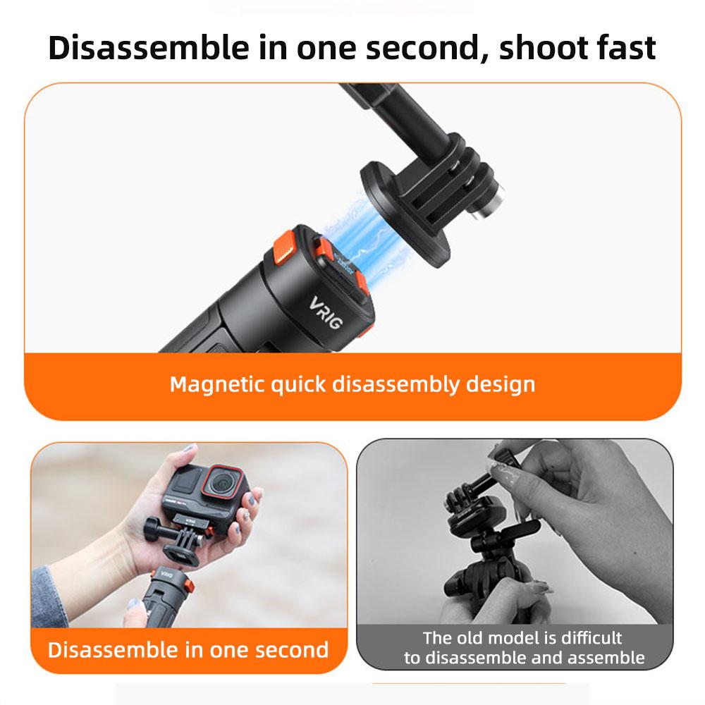 VRIG AC04 Выдвижная селфи-палка-штатив с магнитной быстросъемной головкой Max. 21 дюйм