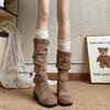 Autumn Winter Platform Thick Heel Women Western Cowboy Boots Slip On Folded Pile Long Booties Female Shoes
