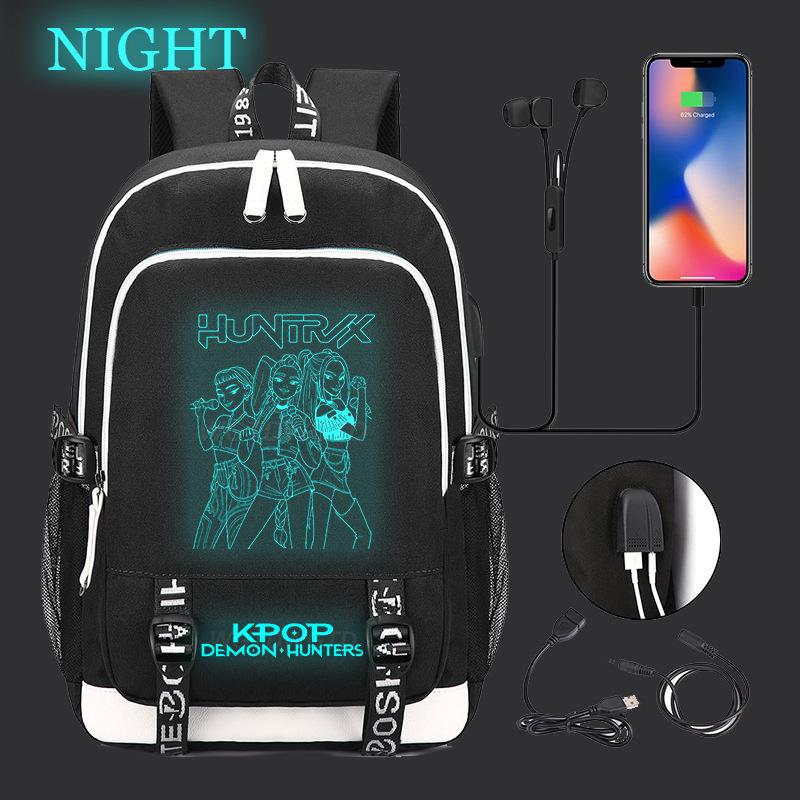Animation Cartoon Peripheral Casual Luminous Backpack Multi-Function With Usb Schoolbag Large Capacity