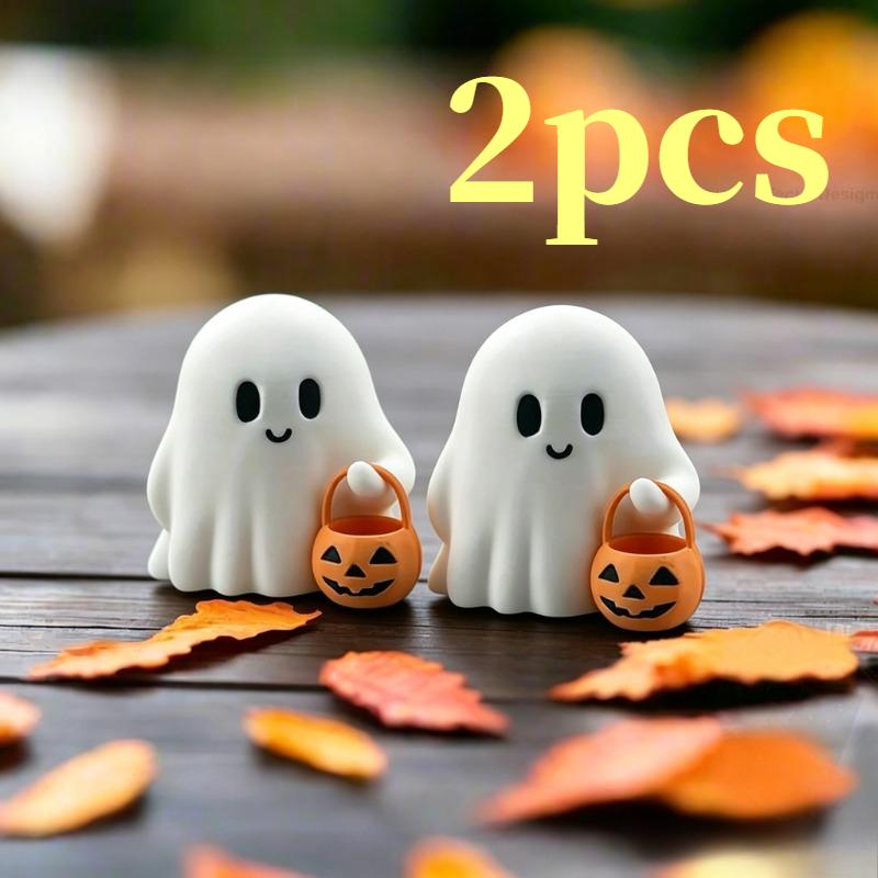 Cute Halloween Pumpkin Figurine Mini Smiling Statue with Pumpkin Bucket Tabletop Ornament for Home Bedroom Living Room Decoration