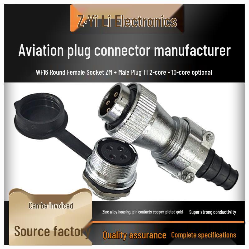 WF24 Male-Female Aviation Plug M24 Waterproof Flange Female Socket Industrial Connector TI+Z