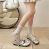 French Retro Versatile Light Mouth Flat-soled Single Shoes Women's 2025 New Summer White Round Head Bow Mary Jane Shoes