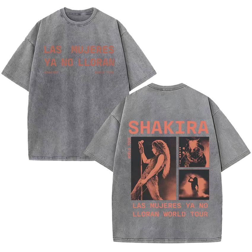 Singer Shakira Las Mujeres Ya No Lloran World Tour Tshirts Mens Hip Hop Tshirt Vintage Washed Summer Oversized Cozy Tee Shirt
