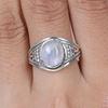 Rainbow Moonstone Oval Gemstone Ring, Handmade Designer Ring, Statement Ring, Bohemian Ring, Christmas Gift, 925 Sterling Silver