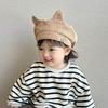 Берет с плоским верхом и кошачьими ушками, милая кепка с утиным козырьком, модный детский вельветовый берет, весна-осень