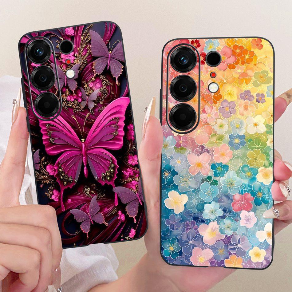 For Tecno Camon 50 4G CN5 Cute Flower Butterfly Cat Painted Case For Tecno Camon50 4G Black Silicone Soft Phone Cases