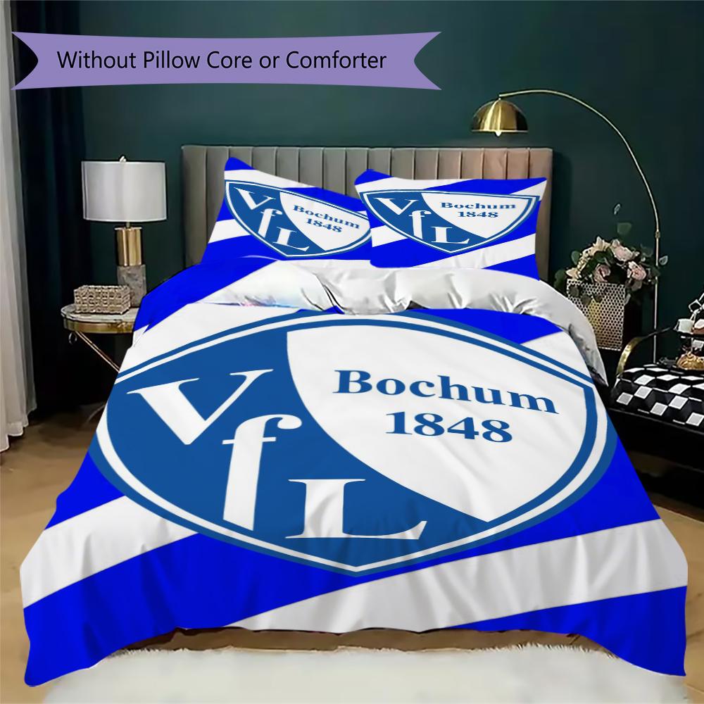 Постельное белье с узором VfL Bochum 1848 Комплект одеял Покрывало Наволочка Домашний Декор Подарок на День Рождения (1 пододеяльник + 2 наволочки без наполнителя)98