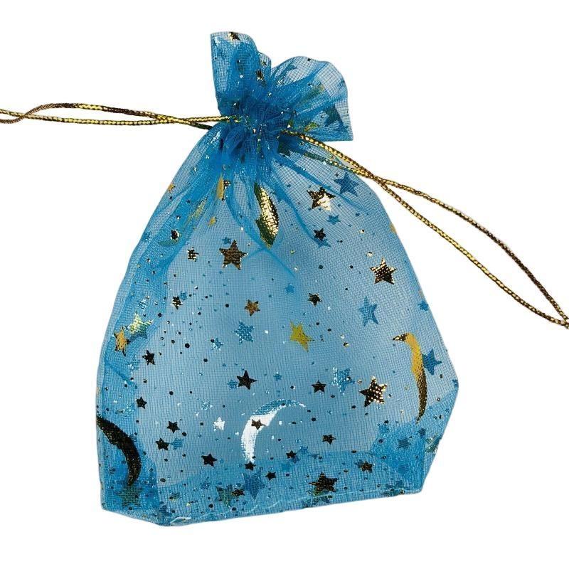 100PCS Stars & Moon Design Organza Sheer Gauze Element Jewelry Bags Tulle Fabric Wedding Gift Bags Sachet OrganzaGift Bag