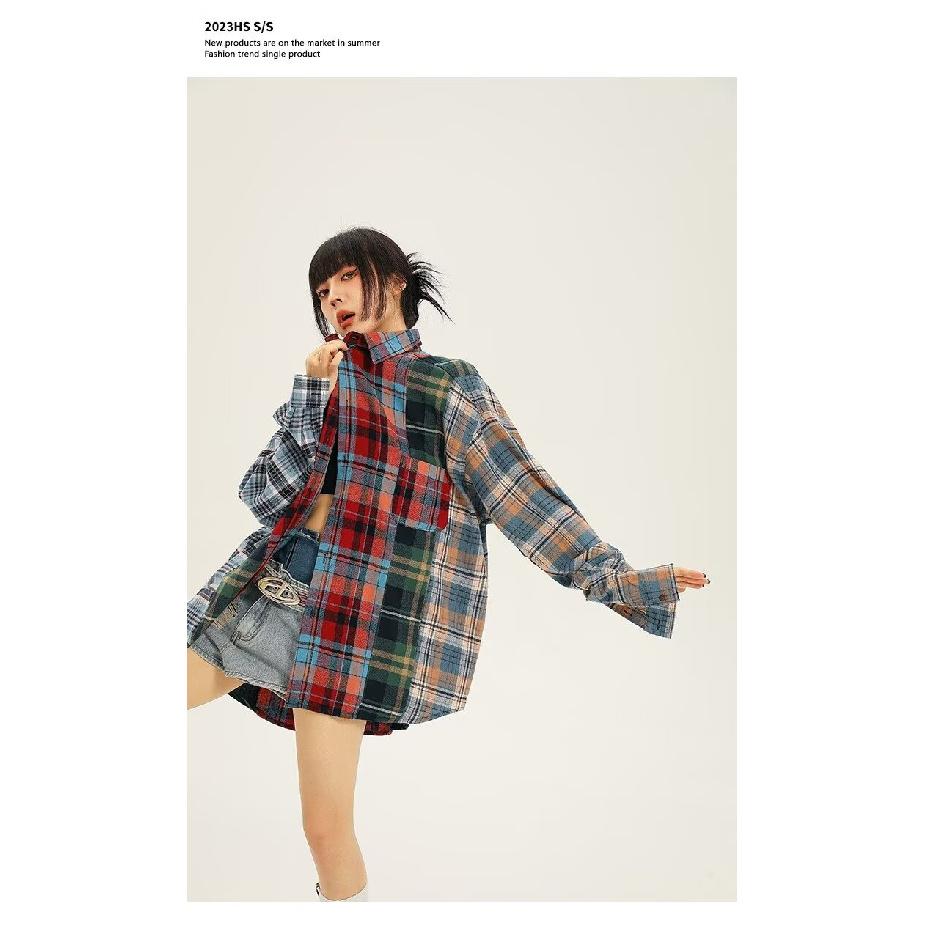 2024 Клетчатая рубашка с длинным рукавом в японском стиле Гонконга Ins Свободная рубашка для мальчиков Летнее модное универсальное повседневное пальто