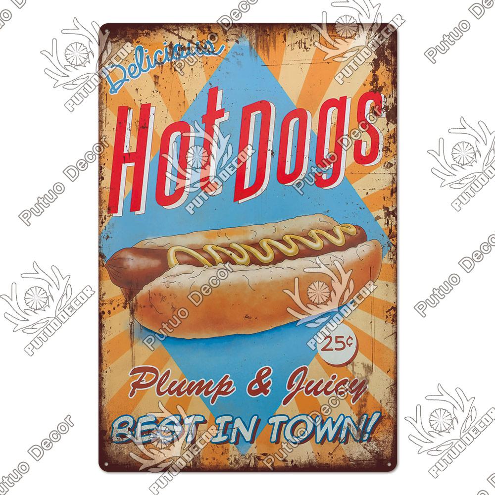 Putuo Decor Donuts Dessert Vintage Plaque Metal Plate Tin Sign Wall Art Decor Retro Poster for Kitchen Cafe Home Iron Painting