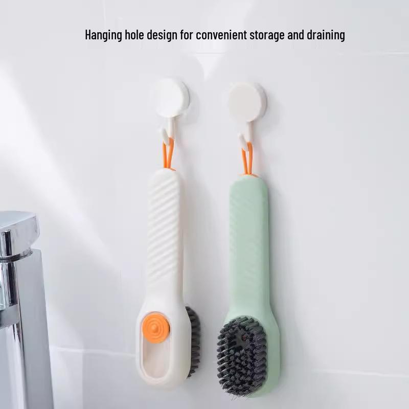Versatile Shoe Cleaning Brush with Soft Bristles and Press-Type Liquid Dispenser - Gentle on Shoes