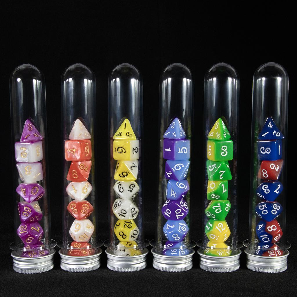 DND Dice Set 7pcs Splic Colors Polyhedral Game Dice with Tube for Entertainment Funny Party Board Games