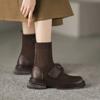 Модные осенние женские ботильоны, модные мягкие кожаные женские элегантные короткие ботинки на низком каблуке, женские удобные вязаные ботильоны без застежек 2024