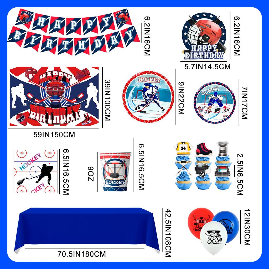 Украшения на хоккейный день рождения, украшения на хоккейную вечеринку, набор столовых приборов, воздушные шары для вечеринок, баннеры, фоны, хоккейные тарелки, салфетки, скатерти