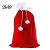 Holiday Party Gift Bags Christmas Velvet Santa Bags, Large Red Soft Fabric Present Sack Gold Wraps with Drawstring Closure, Reusable Claus Bag