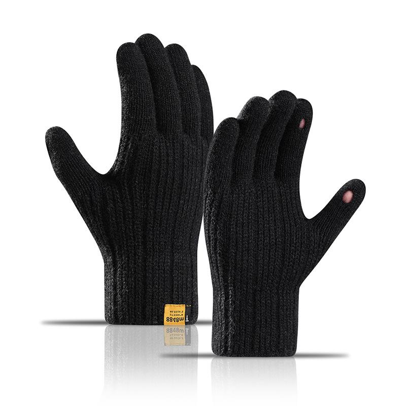 Зимние бархатные теплые перчатки для езды на велосипеде на открытом воздухе с сенсорным экраном мужские и женские шерстяные вязаные перчатки