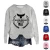 Women's Fashion Round Neck Pullover Top Long Sleeve Tee Printed Sweatshirt